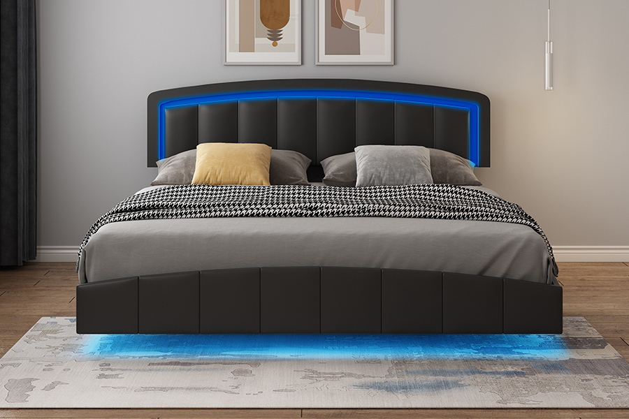 4468-1 LED 덮개를 씌운 플로팅 침대 프레임
