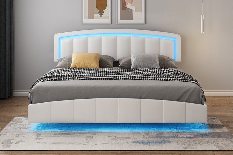4468-1 LED 덮개를 씌운 플로팅 침대 프레임