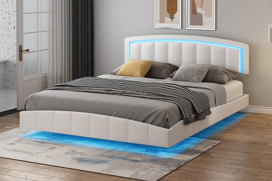 4468-1 LED 덮개를 씌운 플로팅 침대 프레임
