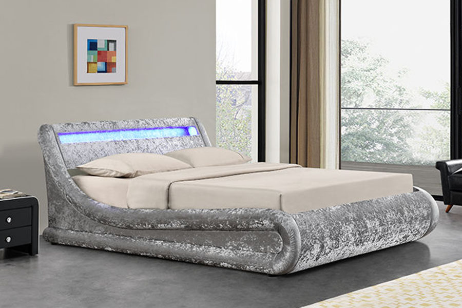 1138-1G 웨이브형 LED 가스 리프트 오토만 PU 가죽 침대