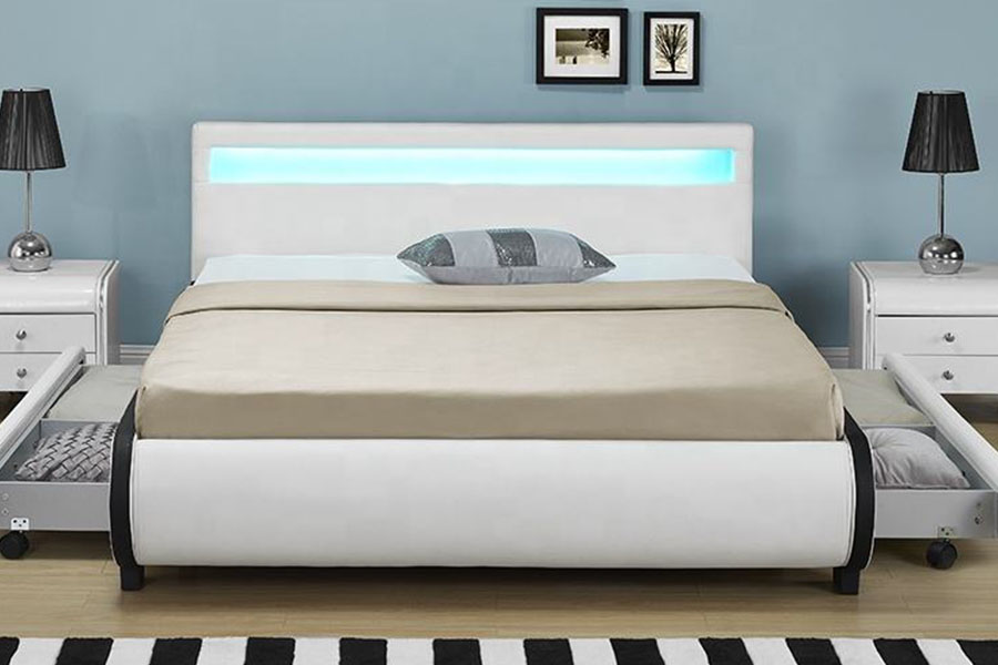 1135-1D LED 수납 덮개를 씌운 서랍 PU 가죽 침대