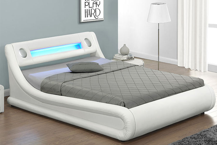 1138G 오스만 킹 LED PU 가죽 덮개를 씌운 침대 프레임