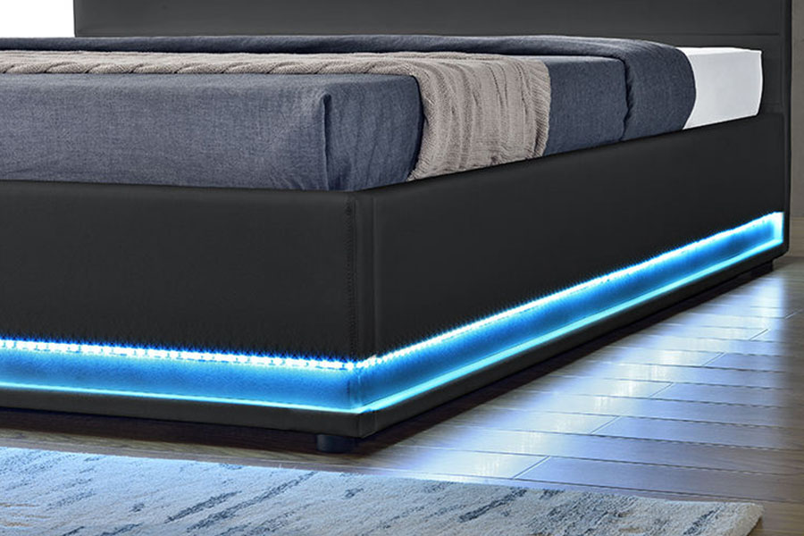 1165-1G 모던 럭셔리 가죽 수납 LED 덮개를 씌운 침대 프레임