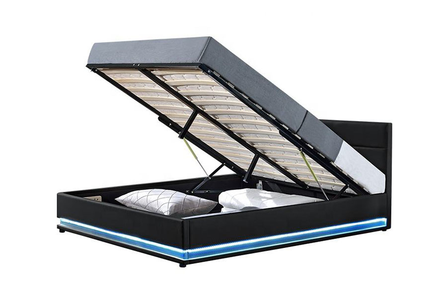 1165-1G 모던 럭셔리 가죽 수납 LED 덮개를 씌운 침대 프레임