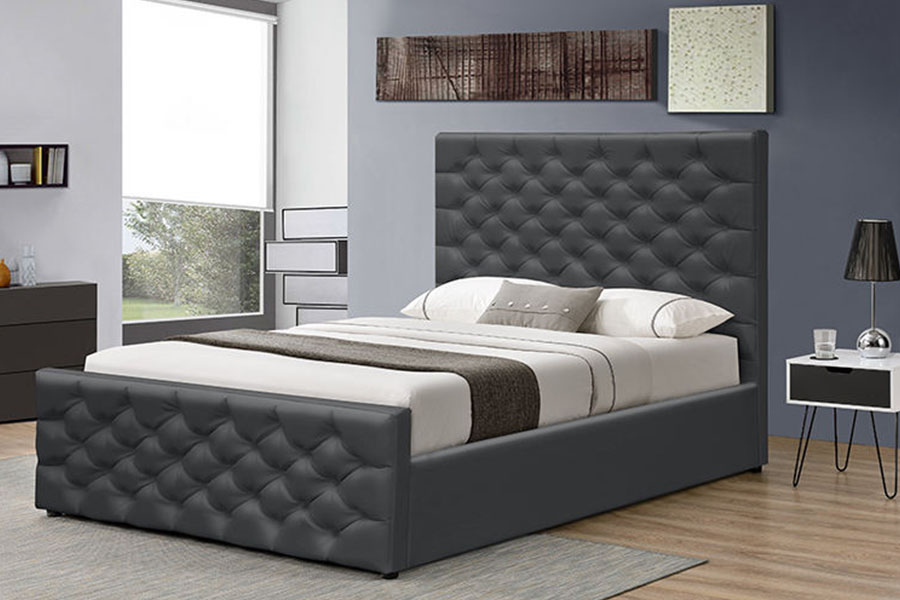 1208G Chesterfield Chenille-Velvet 썰매 오토만 보관 침대 프레임