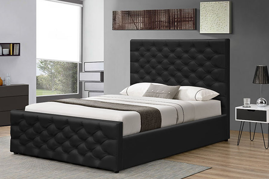1208G Chesterfield Chenille-Velvet 썰매 오토만 보관 침대 프레임