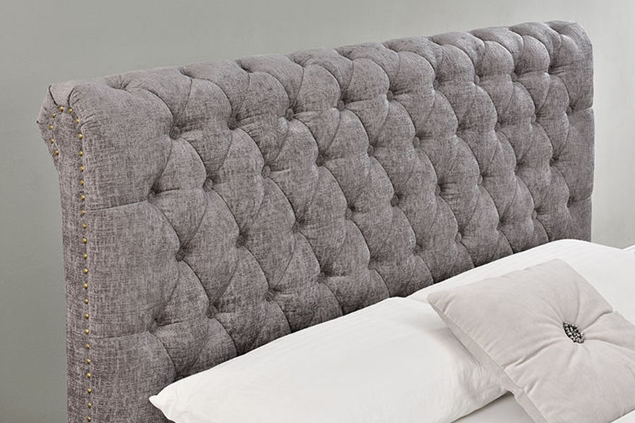 1208G Chesterfield Chenille-Velvet 썰매 오토만 보관 침대 프레임