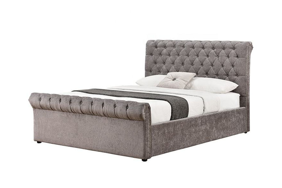 1208G Chesterfield Chenille-Velvet 썰매 오토만 보관 침대 프레임