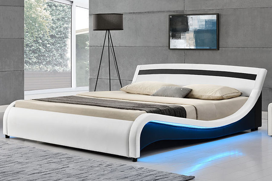 1188-1-2B 현대 PU 가죽 LED 덮개를 씌운 침대 프레임
